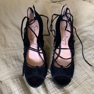 Size 9 strappy Jessica Simpson Heels worn once